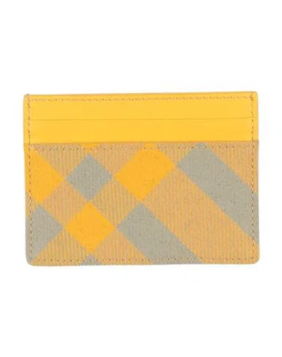 Burberry Man Cardholder Yellow Size - Cow Leather, Polyester, Wool