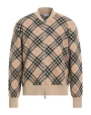 Burberry Man Cardigan Beige Size Xl Cashmere, Polyamide In Multi