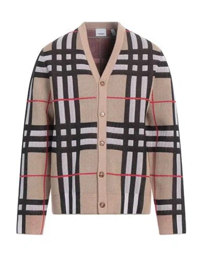 Burberry Check Technical Cotton Cardigan In Beige
