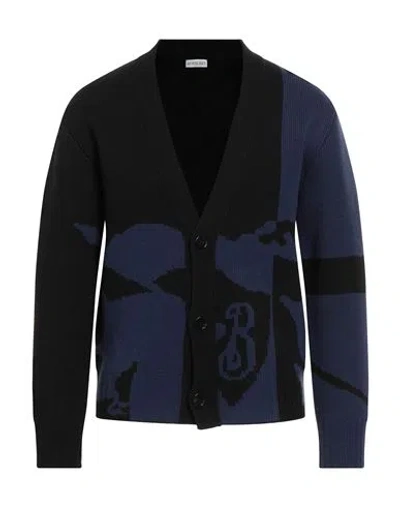 Burberry Man Cardigan Navy Size L Wool, Polyamide, Elastane In Blue