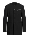Burberry Collarless Tailored Wool Jacket In Black