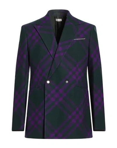 Burberry Man Coat Dark Green Size 38 Virgin Wool In Multi