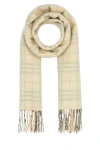 Burberry Cashmere Scarf With Embroidered Checkered Pattern And Fringed Edges In Multicolor
