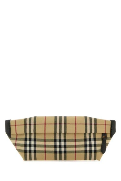 Burberry Man Embroidered Nylon Belt Bag In Multicolor