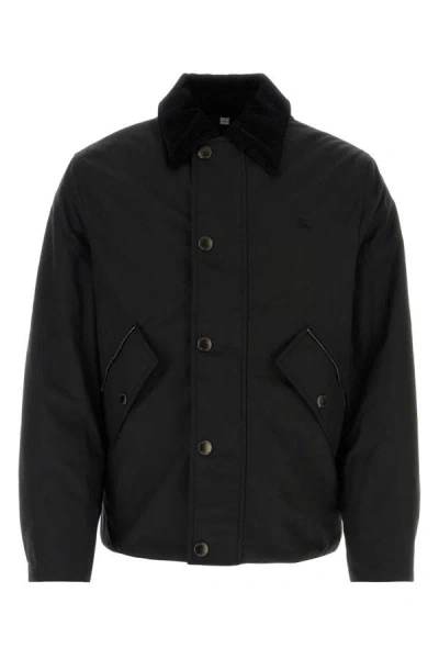 Burberry Ribbed Collar Long Sleeves Front Pockets In Black