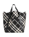 Burberry Large Check Tote Bag In Black