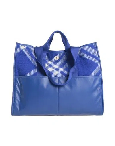 Burberry Canvas Check Tote In Blue