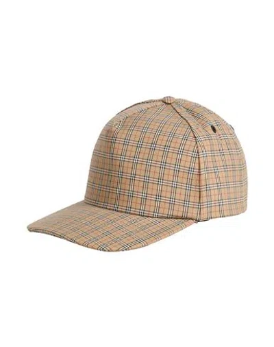 Burberry Man Hat Sand Size L Polyester, Cotton In Brown