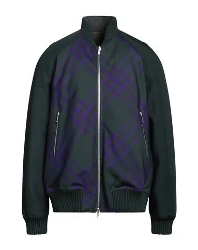BURBERRY BURBERRY MAN JACKET DARK GREEN SIZE S POLYESTER, VIRGIN WOOL