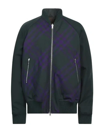 Burberry Man Jacket Dark Green Size Xl Polyester, Virgin Wool