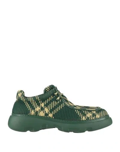 Burberry Man Lace-up Shoes Dark Green Size 11 Textile Fibers