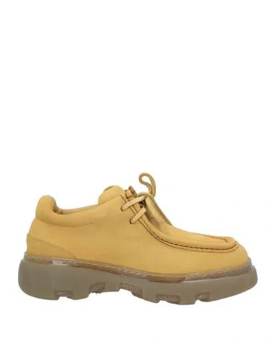BURBERRY BURBERRY PRORSUM MAN LACE-UP SHOES MUSTARD SIZE 9 LEATHER