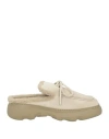 Burberry Man Mules & Clogs Sand Size 9 Calfskin, Shearling In Beige