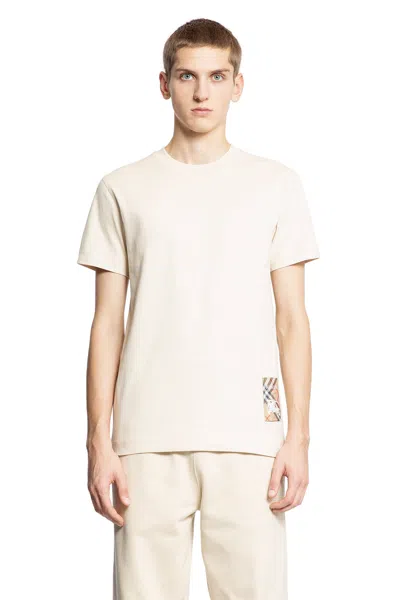 Burberry Check Label Cotton T-shirt In White