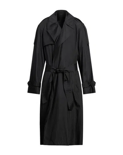 Burberry Double-breasted Silk Trench Coat In Black