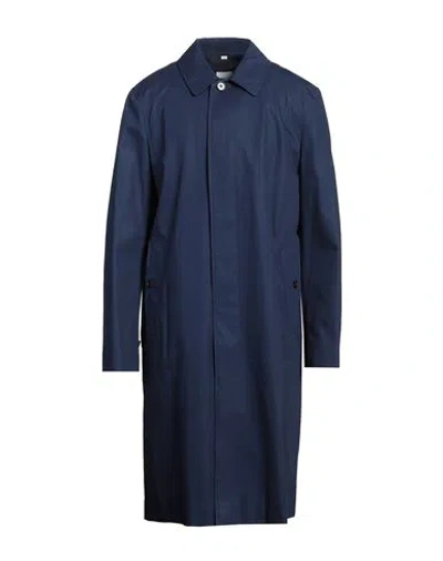 Burberry Man Overcoat & Trench Coat Blue Size 46 Cotton