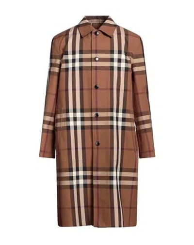 Burberry Man Overcoat & Trench Coat Brown Size 40 Cotton