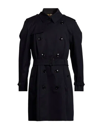 Burberry Man Overcoat & Trench Coat Navy Size 42 Cotton In Blue