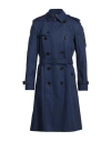 Burberry Man Overcoat & Trench Coat Navy Size 48 Cotton In Navy