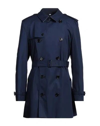 Burberry Man Overcoat & Trench Coat Navy Size 48 Cotton