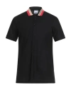 Burberry Logo Intarsia-knit Short Sleeved Polo Shirt In Black