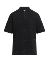 Burberry Striped Logo Embroidered Polo Shirt In Black
