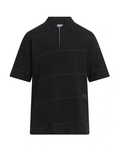 BURBERRY BURBERRY MAN POLO SHIRT BLACK SIZE L COTTON, ELASTANE
