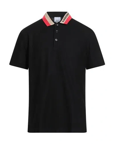 BURBERRY BURBERRY MAN POLO SHIRT BLACK SIZE L COTTON, ELASTANE