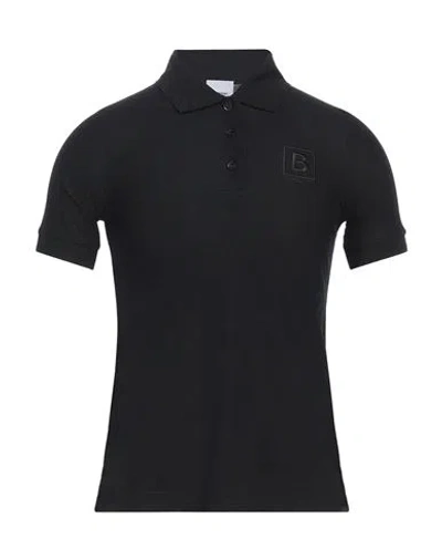 Burberry Woman Polo Shirt Black Size M Cotton, Elastane