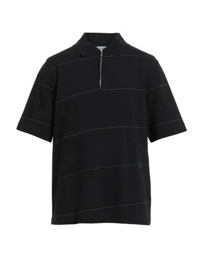 BURBERRY BURBERRY MAN POLO SHIRT BLACK SIZE XXL COTTON, ELASTANE