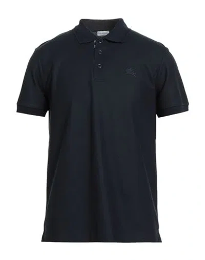 Burberry Man Polo Shirt Midnight Blue Size L Cotton In Black