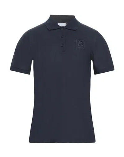 Burberry Man Polo Shirt Navy Blue Size M Cotton, Elastane