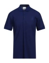 Burberry Man Polo Shirt Navy Size S Cotton, Elastane In Navy Blue