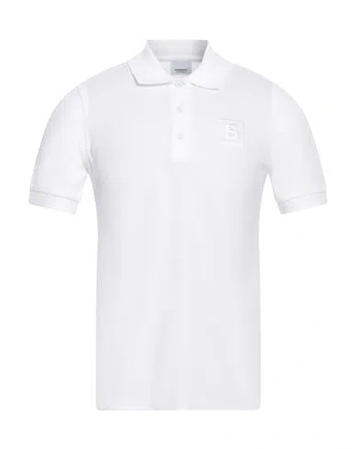 Burberry Man Polo Shirt White Size M Cotton, Elastane