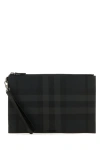 BURBERRY BURBERRY MAN PRINTED CANVAS LARGE CHECK CLUTCH