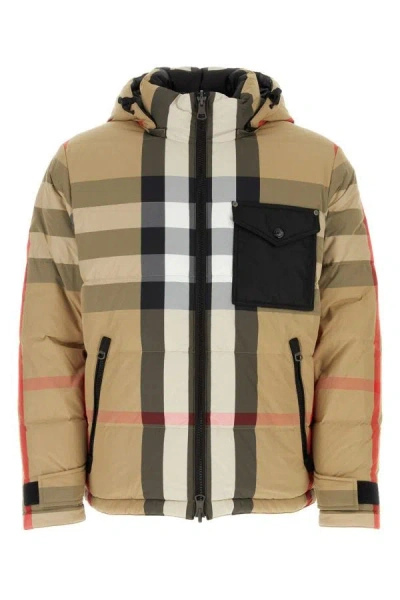 Burberry Man Printed Nylon Padded Jacket In Multicolor