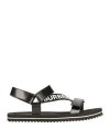 Burberry Man Sandals Black Size 13 Soft Leather In Black