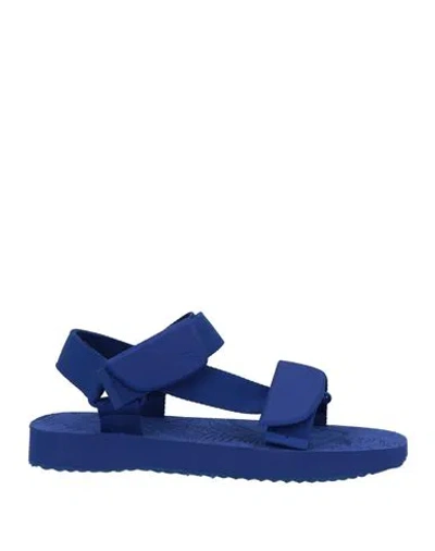 Burberry Man Sandals Bright Blue Size 9 Polyester, Eva (ethylene - Vinyl - Acetate), Thermoplastic P