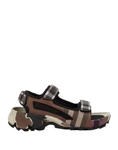 Burberry Man Sandals Brown Size 9 Textile Fibers