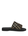 Burberry Green Trek Sandals In Black