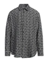 Burberry Long Sleeve Shirt With All-over Monogram Print In Black