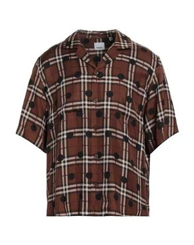 Burberry Man Shirt Brown Size M Silk