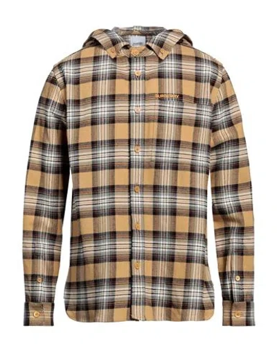 Burberry Man Shirt Camel Size L Cotton In Brown