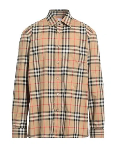 BURBERRY BURBERRY MAN SHIRT CAMEL SIZE M COTTON