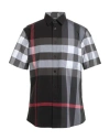 Burberry Short-sleeve Check Stretch Cotton Poplin Shirt In Blue
