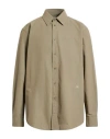 Burberry Man Shirt Khaki Size M Cotton In Neutral