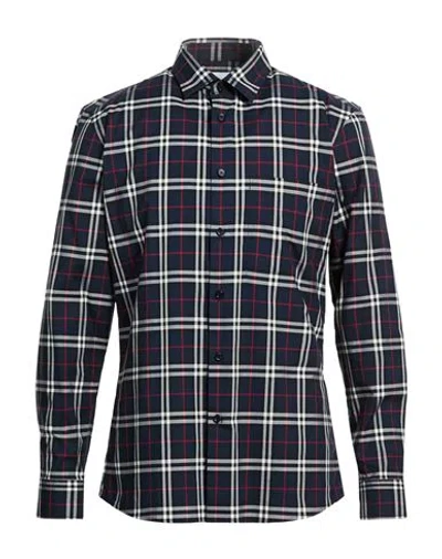 Burberry Man Shirt Midnight Blue Size M Cotton In Black
