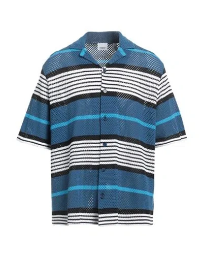 Burberry Man Shirt Navy Blue Size L Polyamide