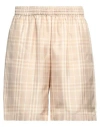 Burberry Man Shorts & Bermuda Shorts Beige Size S Silk In Beige