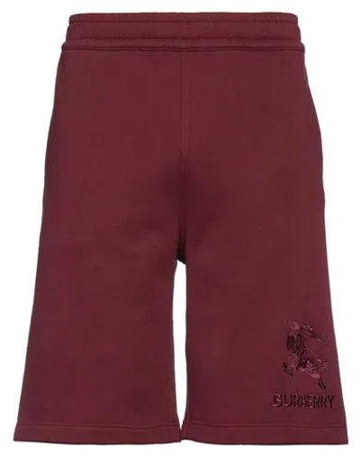 Burberry Man Shorts & Bermuda Shorts Burgundy Size L Cotton In Red